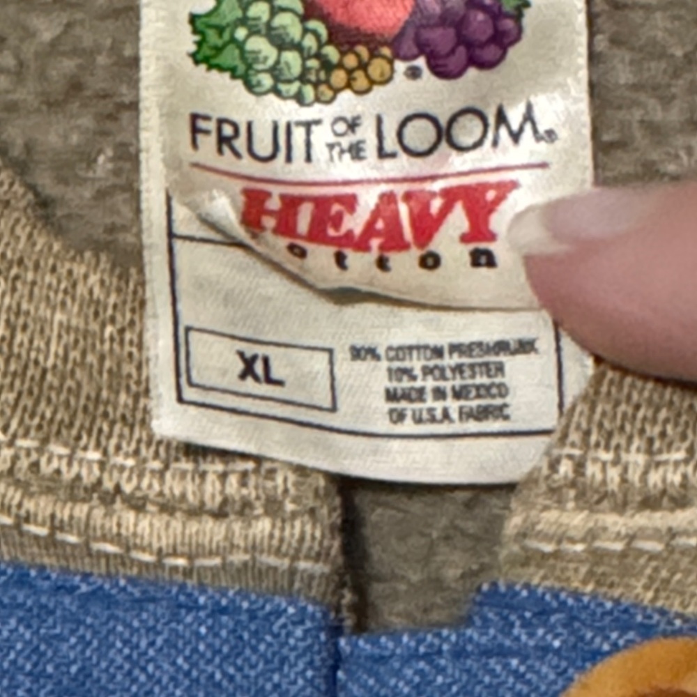 Vintage-Repurposed Sweatshirt-Tan-Abstract Detail-3 Button Toggle-Boxy Relaxed - Picture 16 of 16